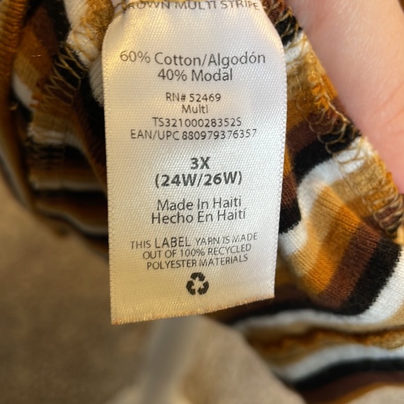 Terra & Sky brown tan and black striped top 3X - Picture 5 of 5
